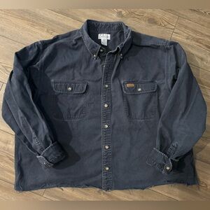 Carhartt Barn Shirt Jacket Navy Blue Workwear Cropped 2XL Unisex Oversized